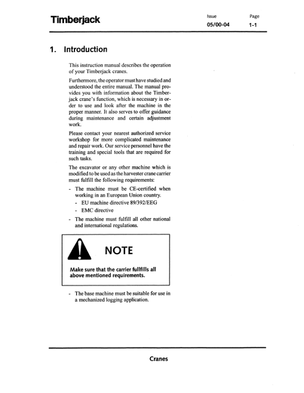John Deere TJ200H, TJ180H, TJ140H Forwarder Cranes Operator's Manuals (F060357) - Image 2