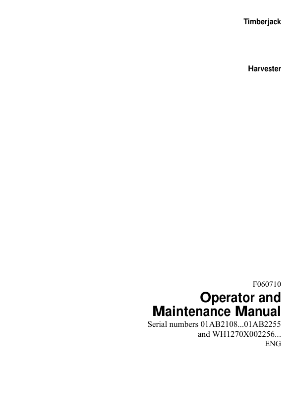 John Deere 1270C Wheeled Harvesters Operator's Manuals (F060710)