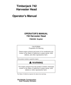 John Deere 742 Harvesting Heads Operator's Manuals (F062406)