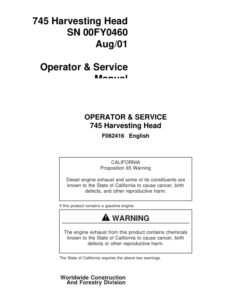 John Deere 745 Harvesting Heads Operator's Manuals (F062416)