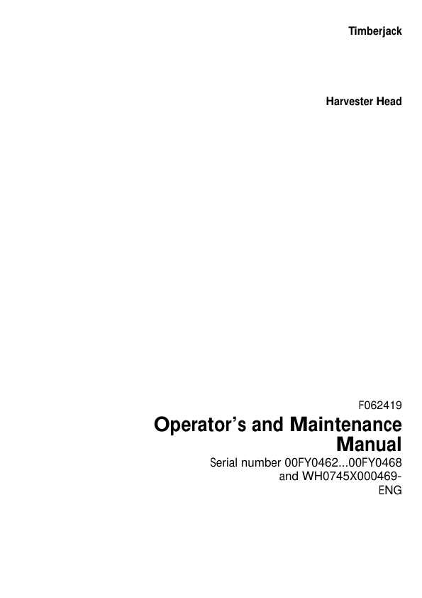 John Deere 745 Harvesting Heads Operator's Manuals (F062419)