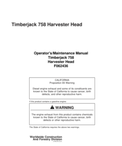 John Deere 758, 758HD Harvesting Heads Operator's Manuals (F062436)