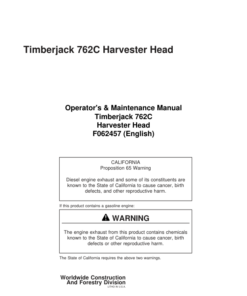 John Deere 762C Harvesting Heads Operator's Manuals (F062457)