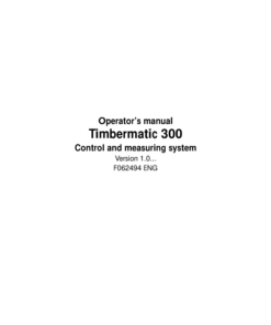 John Deere TIMBERMATIC 300 TIMBERJACK Measuring Systems Operator's Manuals (F062494)