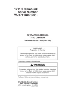 John Deere 1711D Clambunk Operator's Manuals (F066886)