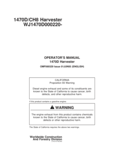 John Deere 1470D Wheeled Harvesters Operator's Manuals (F069329)