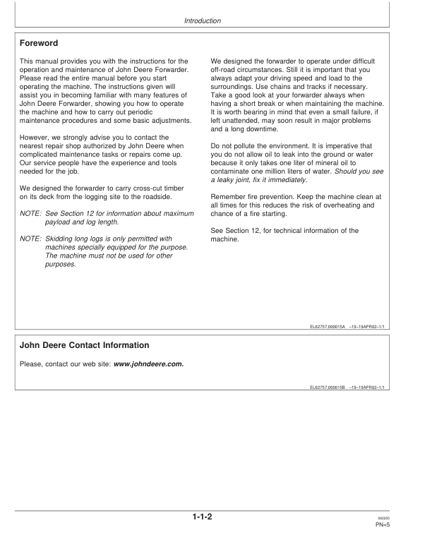 John Deere 1710D Forwarders Operator's Manuals (F069428) - Image 2