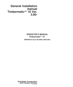 John Deere TIMBERMATIC 10 Measuring Systems Operator's Manuals (F069619)