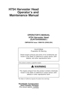 John Deere H754 Harvesting Heads Operator's Manuals (F069700)