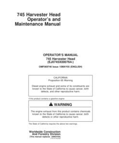 John Deere 745 Harvesting Heads Operator's Manuals (F069746)