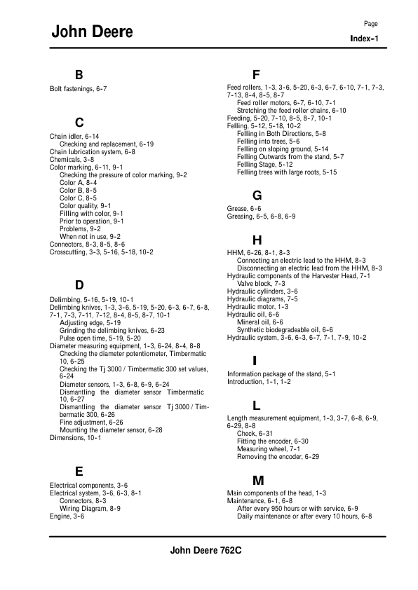John Deere 762C Harvesting Heads Operator's Manuals (F069797) - Image 3