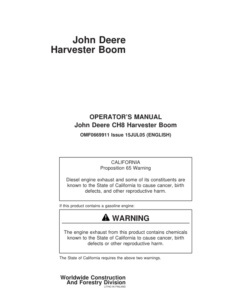 John Deere CH8 Booms Operator's Manuals (F069911)