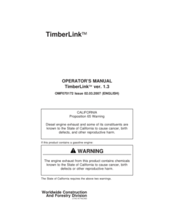 John Deere TIMBERLINK Measuring And Control Systems Operator's Manuals (F070172)