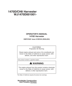 John Deere 1470D Wheeled Harvesters Operator's Manuals (F070281)