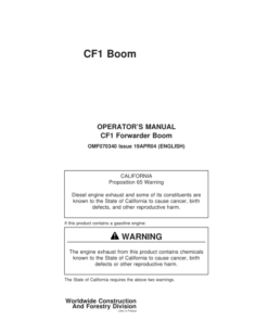 John Deere CF1 Booms Operator's Manuals (F070340)