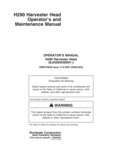 John Deere H290 Harvesting Heads Operator's Manuals (F070639)