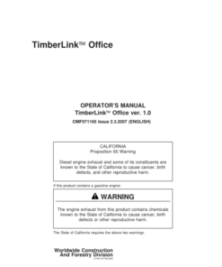 John Deere TIMBEROFFICE Measuring And Control Systems Operator's Manuals (F071165)