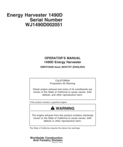 John Deere 1490D Forwarders Operator's Manuals (F072628)