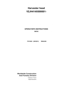 John Deere H414 Harvesting Heads Operator's Manuals (F074202)