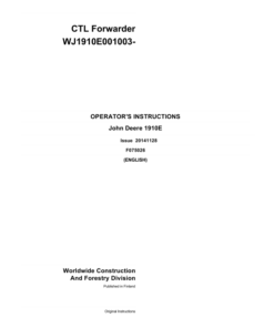John Deere 1910E T3 Forwarders Operator's Manuals (F075026GENI)