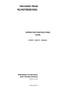 John Deere H270E Harvesting Heads Operator's Manuals (F075697)