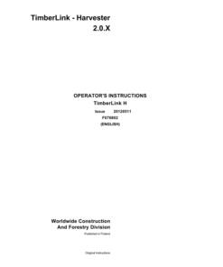 John Deere TIMBERLINK, 1070E, 1170E, 1270E, 1470E Measuring And Control Systems Operator's Manuals (F076802)