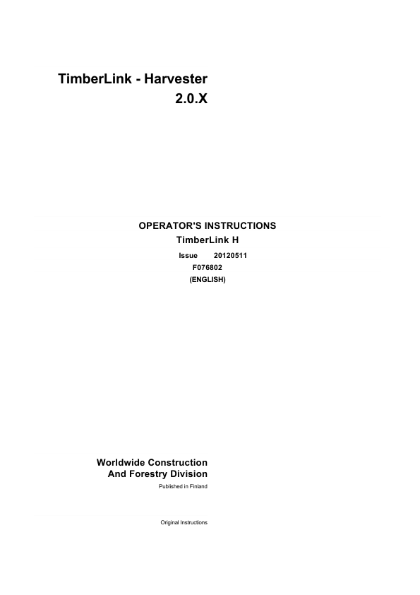 John Deere TIMBERLINK, 1070E, 1170E, 1270E, 1470E Measuring And Control Systems Operator's Manuals (F076802)