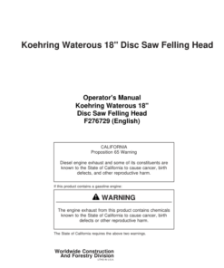 John Deere 18 INCH Dtt Disc Saw Felling Heads Operator's Manuals (F276729)