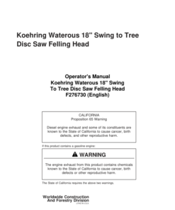 John Deere 18 INCH Stt Disc Saw Felling Heads Operator's Manuals (F276730)