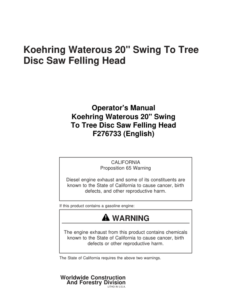John Deere 20 INCH Stt Disc Saw Felling Heads Operator's Manuals (F276733)