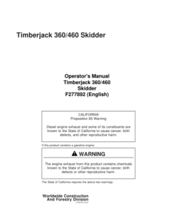 John Deere 360, 460 Skidders Operator's Manuals (F277892)