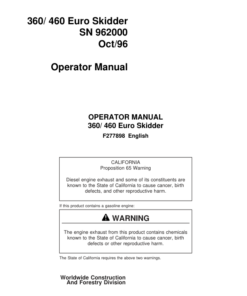 John Deere 360, 460 Skidders Operator's Manuals (F277898)