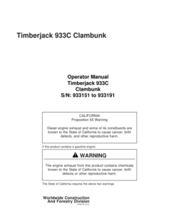 John Deere 933C Clambunk Operator's Manuals (F279358)