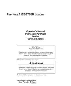 John Deere 2170, 2770 Knuckleboom Loader Operator's Manuals (F281258)