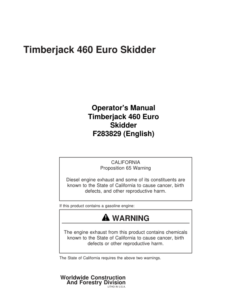 John Deere 460 EURO Skidders Operator's Manuals (F283829)