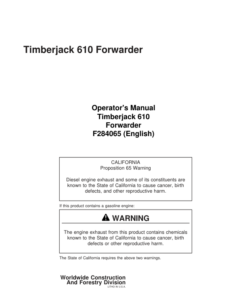 John Deere 610 Forwarders Operator's Manuals (F284065)