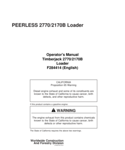 John Deere 2170, 2770 Knuckleboom Loader Operator's Manuals (F284414)