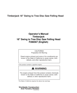 John Deere 18 INCH Stt Disc Saw Felling Heads Operator's Manuals (F286567)