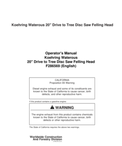 John Deere 20 INCH Dtt Disc Saw Felling Heads Operator's Manuals (F286569)