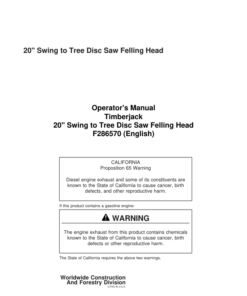 John Deere 20 INCH Stt Disc Saw Felling Heads Operator's Manuals (F286570)