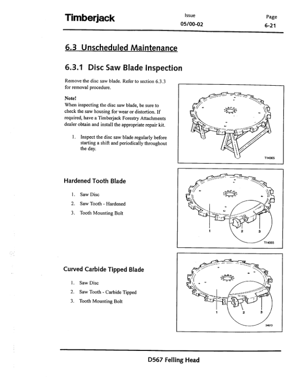 John Deere D567 Dtt Disc Saw Felling Heads Operator's Manuals (F287668) - Image 3