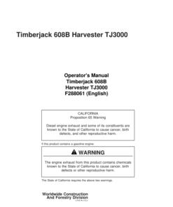John Deere 608B Tracked Harvesters Operator's Manuals (F288061)
