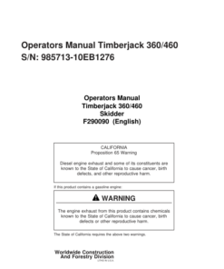 John Deere 360, 460 Skidders Operator's Manuals (F290090)