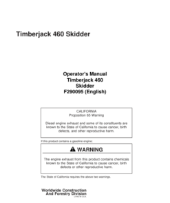 John Deere 460 EURO Skidders Operator's Manuals (F290095)