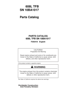 John Deere 608L Tracked Feller Bunchers Operator's Manuals (F293418)