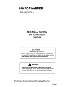 John Deere 610 Forwarders Operator's Manuals (F293658B)