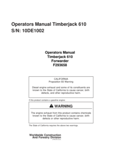 John Deere 610 Forwarders Operator's Manuals (F293658)