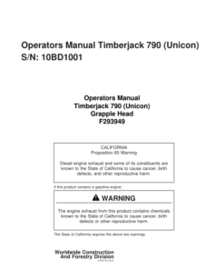 John Deere 790 Felling Heads Operator's Manuals (F293949)