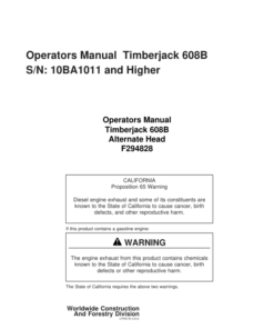 John Deere 608B Tracked Harvesters Operator's Manuals (F294828)