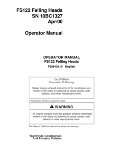 John Deere FS122 Stt Disc Saw Felling Heads Operator's Manuals (F295405)